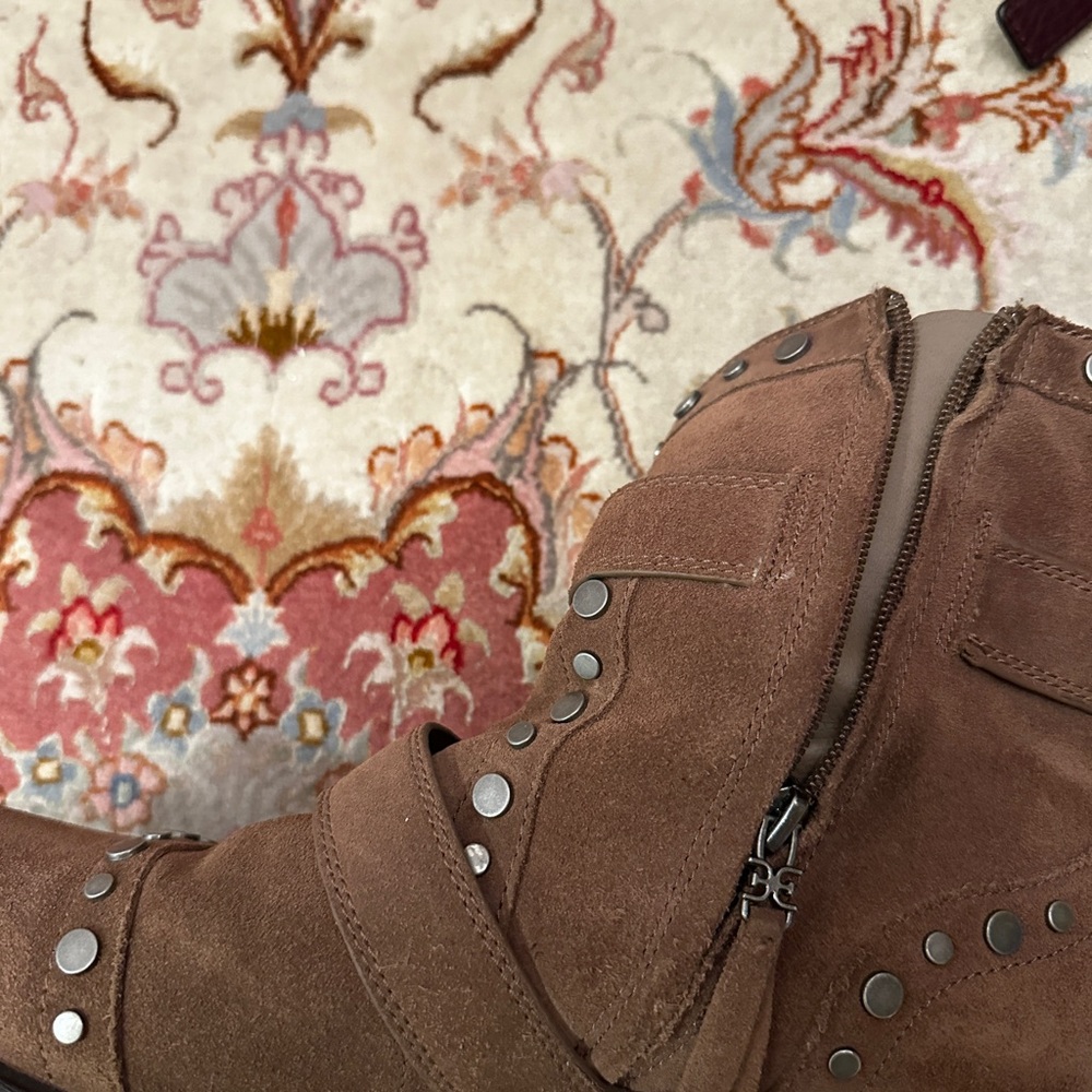 Brown Suede Ankle Boots with Studs